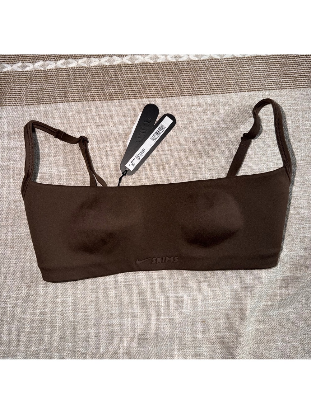 Nike SKIMS Matte Thin Strap Micro Bra in Dark Sepia, Size XS